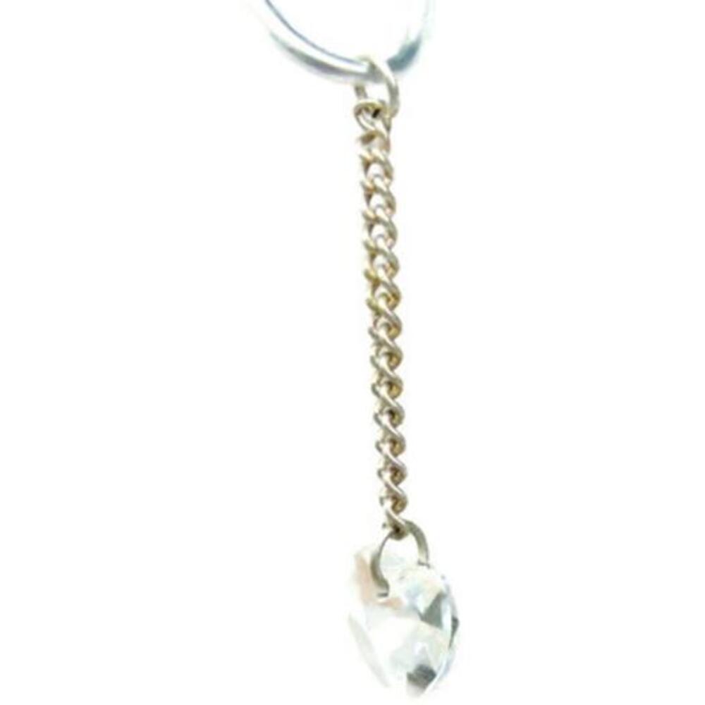 Long Dangle Crystal Shaped Heart Patina Vintage Sterling Silver 925 Charm - Picture 5 of 7
